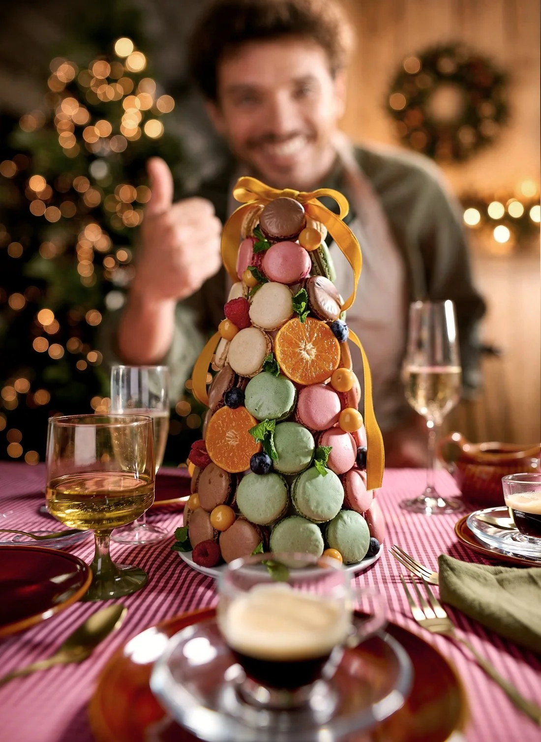 Generated: a different man behind the same macaron tower